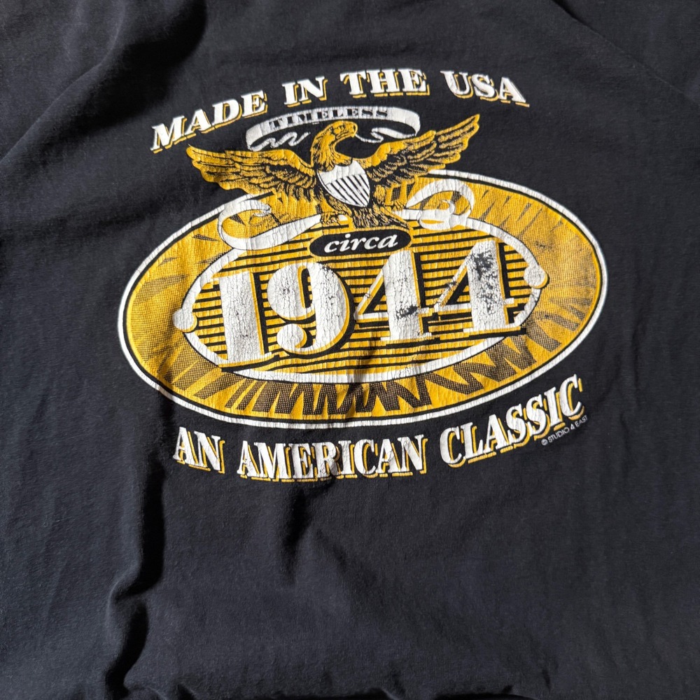 Vintage 90s Fruit of the Loom Made in USA 1944 American Classic Eagle T-Shirt XL - Picture 4 of 5